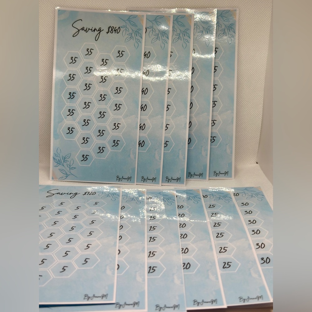 Light Aqua Peaceful Watercolor Sea Water 20 Savings Challenge Laminated Cards